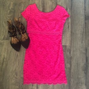 Hot Pink Lace Laundry By Shelli Segal Dress